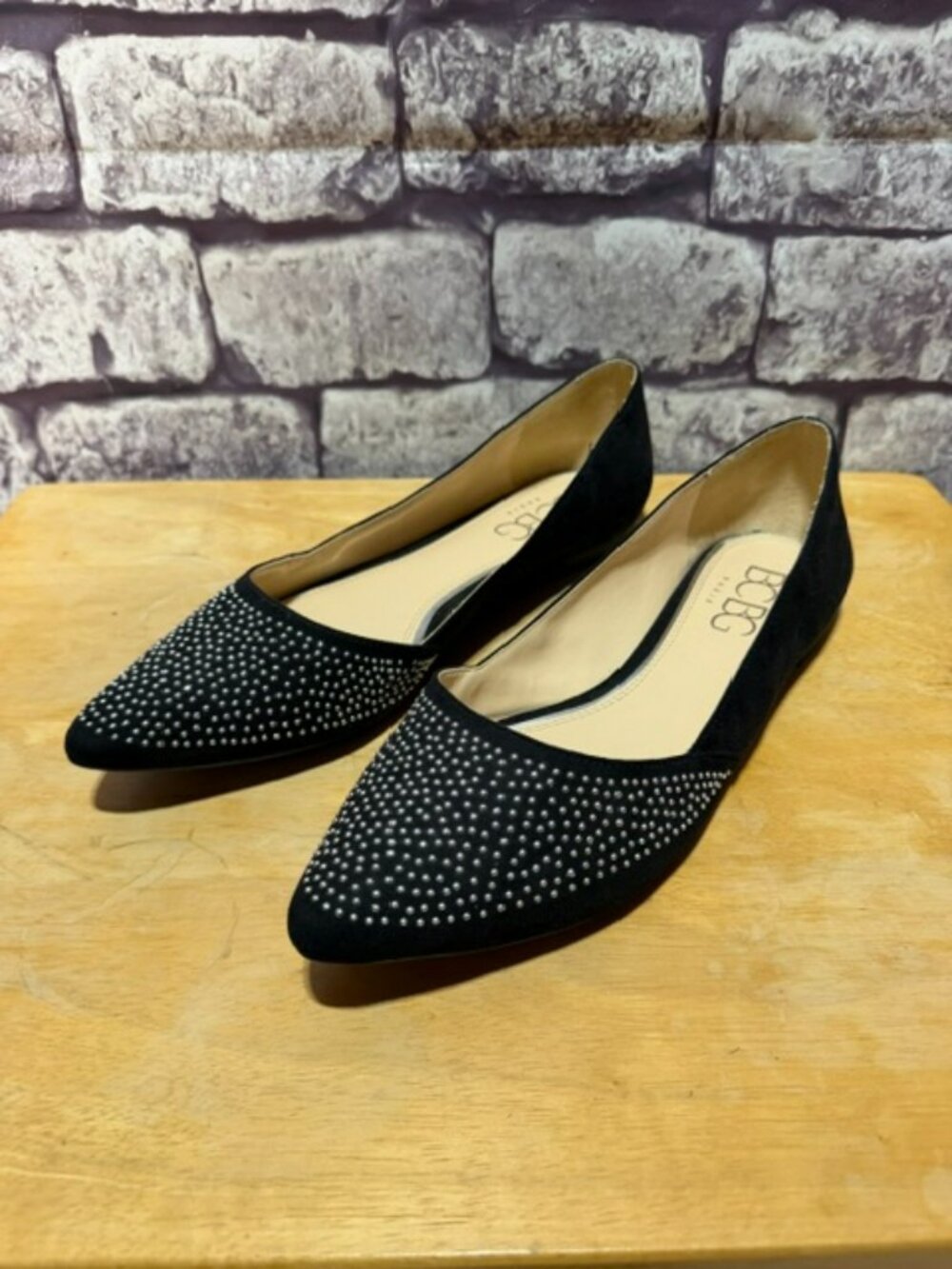 BCBG Black Flats With Decorative Studs